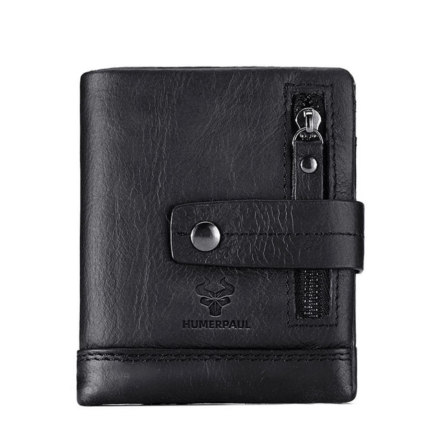 Genuine Leather Retro Men's Wallet Card Holder with Removable Coin Purse