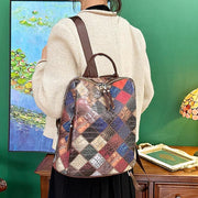 Backpack for Women Color Mosaic Simple Lattice Pattern Journey Bag