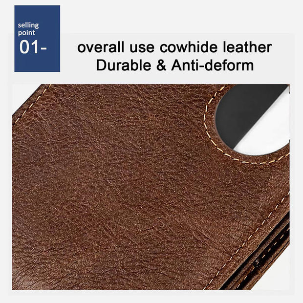 Genuine Leather Airtag Wallet Multiple Slots RFID Blocking Card Holder Purse