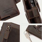Airtag Wallet Genuine Leather Quick Access Card Holder with Chain