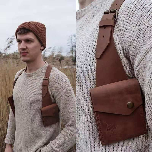 Armpit Bag for Men Leather Underarm Strap Hidden Shoulder Bag
