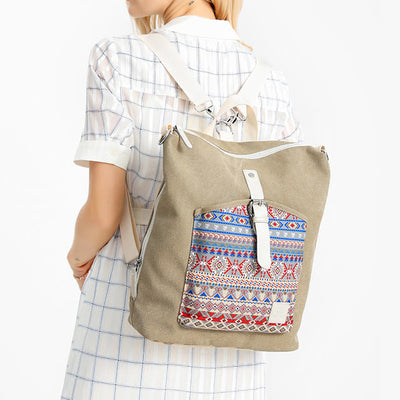 3 Way-Use Large Capacity Vintage National Floral Backpack