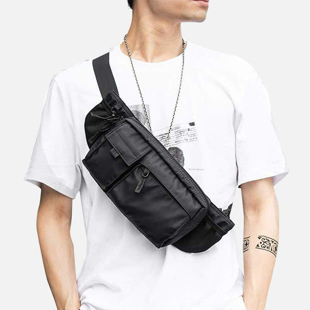 Limited Stock: Waist Bag For Men Solid Color Oxford Crossbody Chest Bag