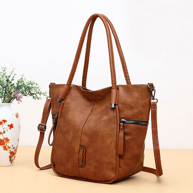 Tote Bag for Women Vintage Large Capacity PU Leather Handbag