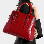 Elegant Handbag Pure Color Crocodile Print Leather Crossbody Bag