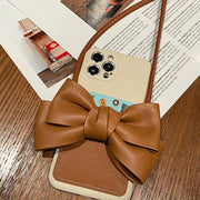 Cute Bowknot Leather Cell Phone Case Crossbody Phone Bag with Card Slot