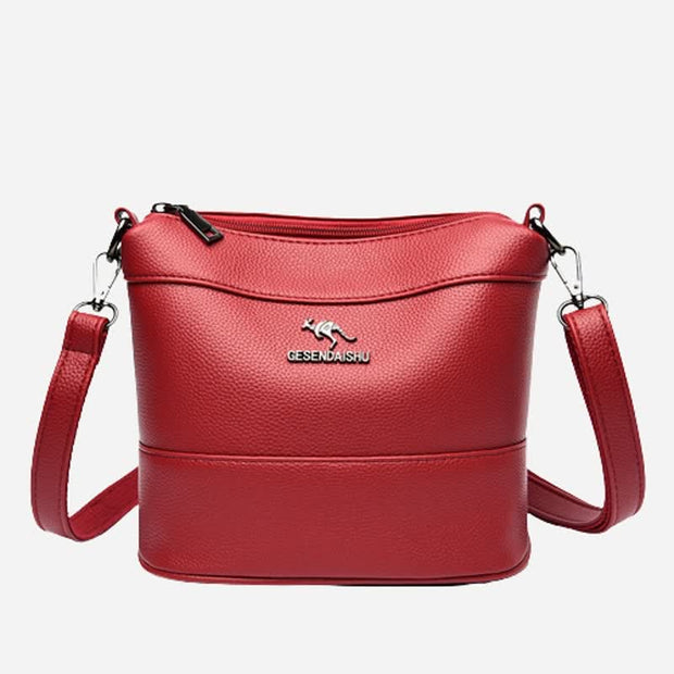 Leather Bucket Bag for Women Small Shoulder Bag with Crossbody Strap