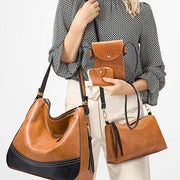 Women 4 Pcs Satchel Purse Set Handbag Tote Crossbody Bag Clutch Set