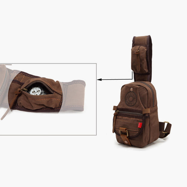 Sling Bag For Men Wide Strape Portable Leisure Canvas Daypack