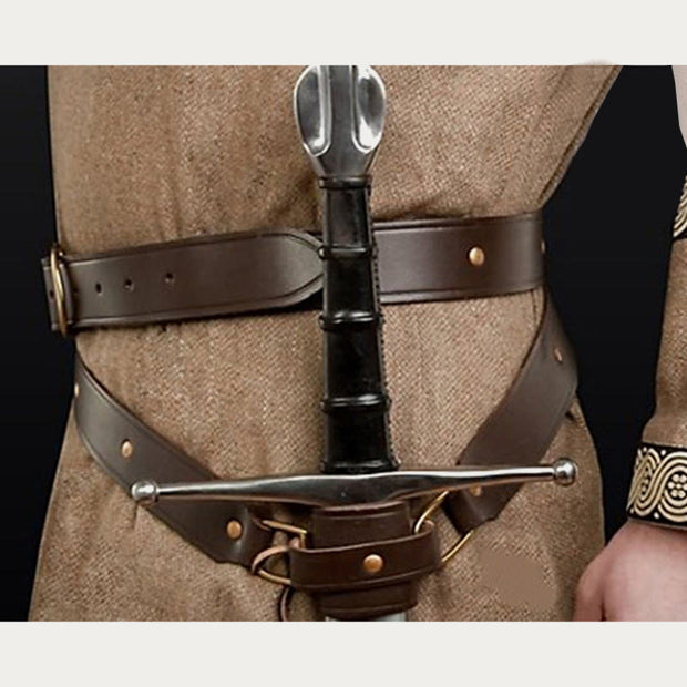 Leather Belt Sword Holster For Cosplay Rivet Adjustable Holster