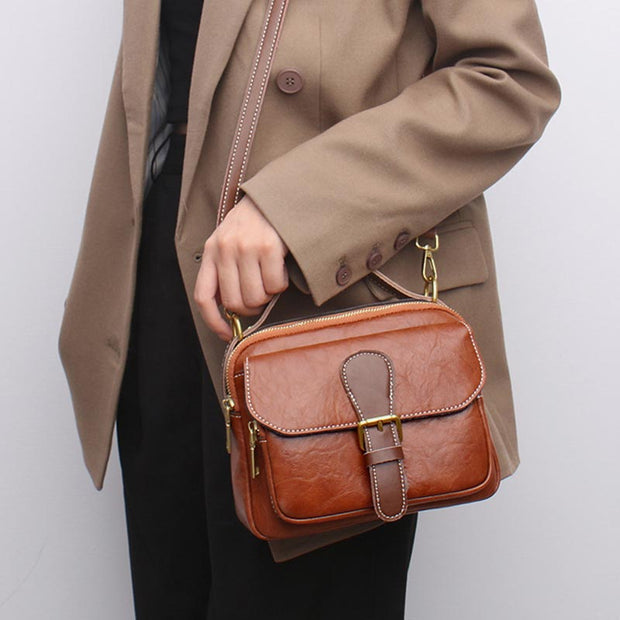 Vintage Ladie's PU Leather Crossbody Shoulder Bag for Women Handmade Purse