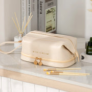 Makeup Bag For Women Travel Portable Leather Storage Toiletry Bag