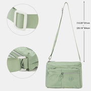 Double Zip Compartment Crossbody Bag for Women Lightweight Multi-Pocket Shoulder Bag