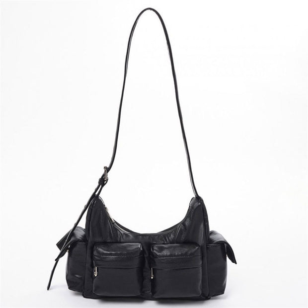 Horizontal Shoulder Bag For Women Multiple Pocket Minimalist Underarm Bag