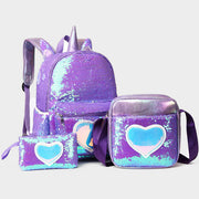 Backpack For Students Sequin Three-piece Set For Primary School Students