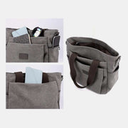 Multi-pocket Canvas Handbag for Women Durable Roomy Shoulder Tote Crossbody Bag