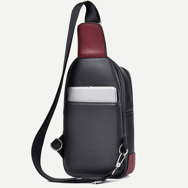 Sling Bag for Men Vintage Waterproof Leather Business Crossbody Bag