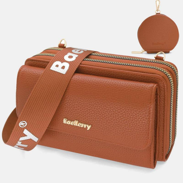 2 Pcs Phone Bag Coin Purse Faux Leather Women Crossbody Bag Wallet