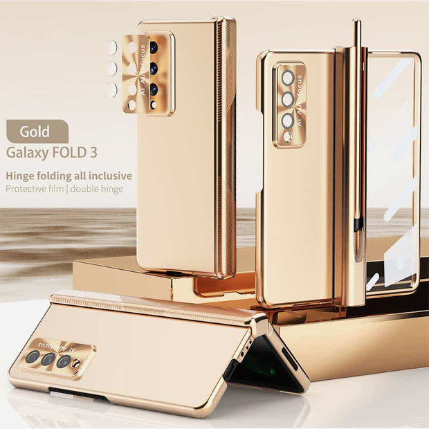 Limited Stock: Magnetic Hinge Protection Phone Case for Galaxy Z Fold 4 with S Pen Holder - Gold