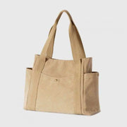 Large Capacity Canvas Shoulder Tote Bag Multiple Pocket Handbag Shopping Bag