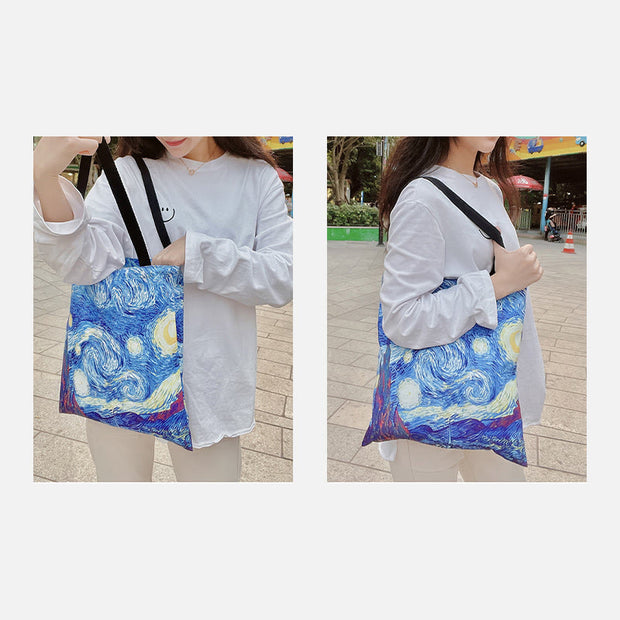 Handbag for Women Starry Sky Oil Painting canvas beach Shoulder bag