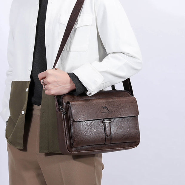 Horizontal Messenger Bag For Men Business Leather Crossbody Bag Handbag