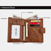 RFID Genuine Leather Card Holder Trifold Wallet