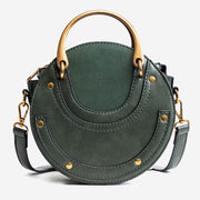 Large Capacity Round Shape Elegant Top-Handle Bag With Metallic Handle