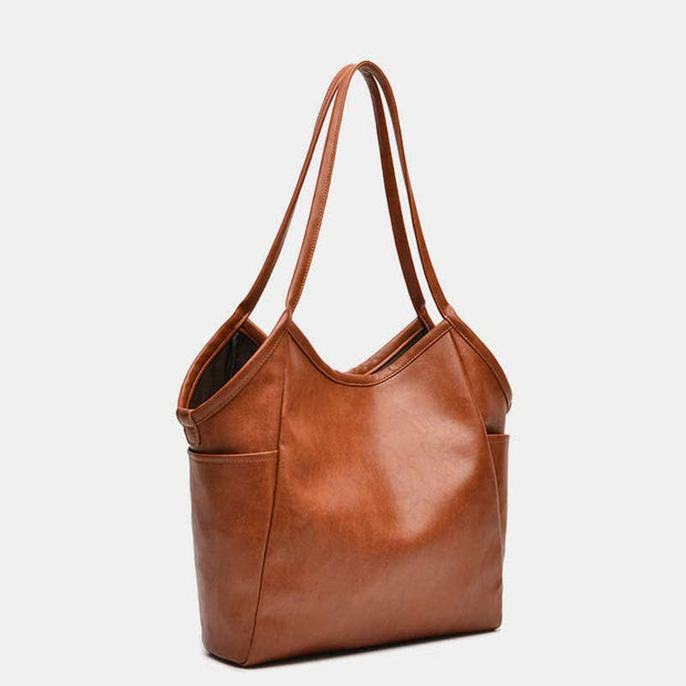 Vintage Large Capacity Faux Leather Tote Purse Handbag for Women