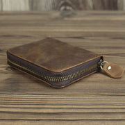 Retro Leather Wallet Multifunctional Small Zipper Purse For Men
