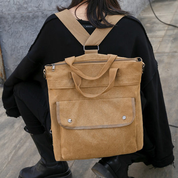 Multifunctional Large Capacity Canvas Handbag Backpack for Women Men Crossbody Shoulder Bag