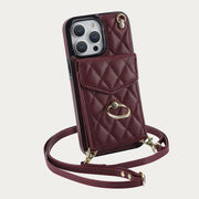Phone Wallet Case For iPhone 13/14/15 Functional Quilted Crossbody Phone Case
