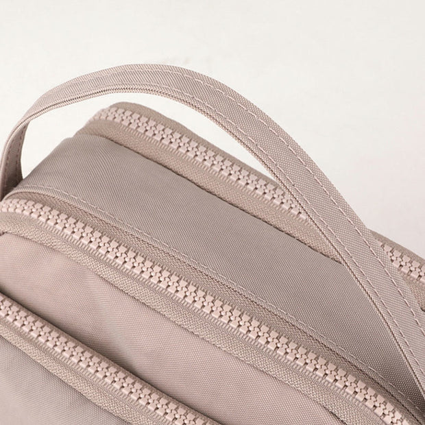 Small Nylon Crossbody Bag For Women Triple Compartment Travel Purse