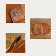 Vintage Leather Short Wallet Small Roomy Wallet Card Holder for Men