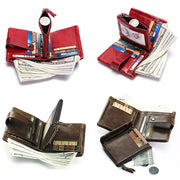 Genuine Leather Retro Men's Wallet Card Holder with Removable Coin Purse
