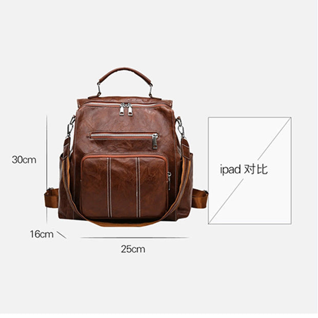 Backpack For Women Large Capacity Soft PU Leather Small Backpack