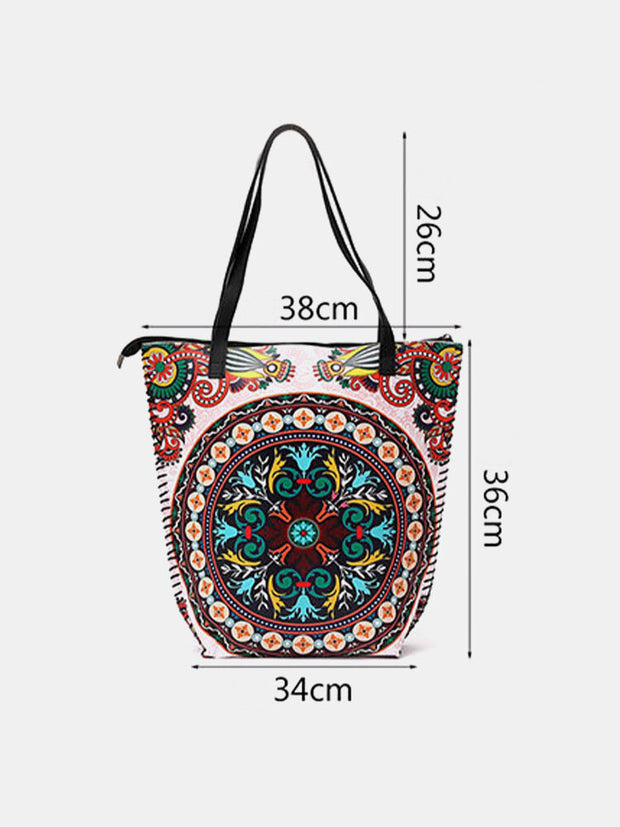 Geometric Geometric Floral Pattern Shoulder Bag Handbag Tote