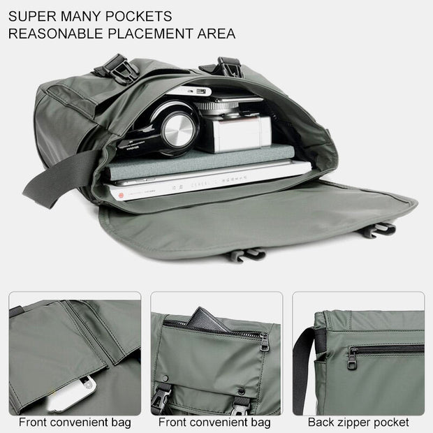 Vintage Waterproof Multi-Pocket Messenger Bag 