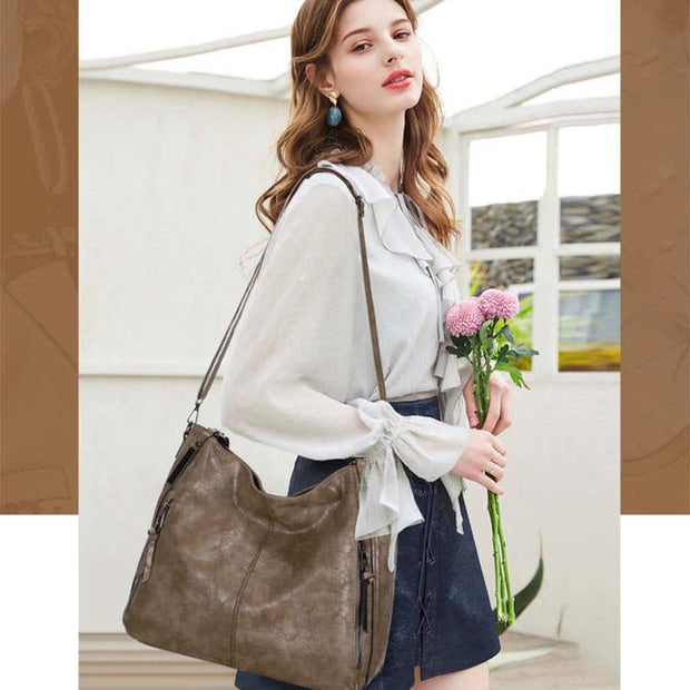 Leather Hobo Handbags for Women Designer Shoulder Purses Crossbody Tote