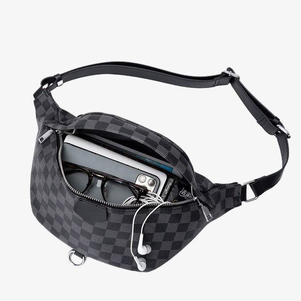 Sling Bag For Women Plaid Print Adjustable Crossbody Waist Bag