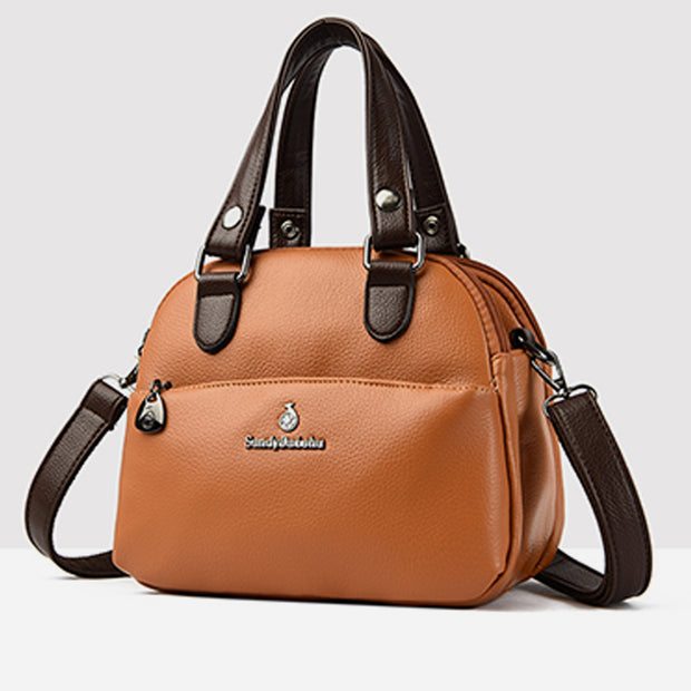 Triple Compartment Commuter Top Handbag For Women Minimalist Crossbody Bag