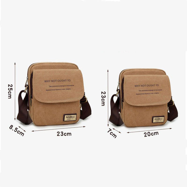 Men's Thicken Canvas Bag Durable Wide Strap Crossbody Shoulder Bag