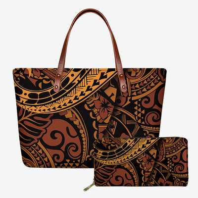 Polynesian Bag Set For Women Long Coin Purse Clutch Bag