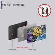 RFID Multi-Slot Elegant Hand-Painted Floral Wallet Card Holder