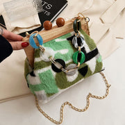 Soft Plush Bag For Women Detachable Chain Crossbody Fur Bag