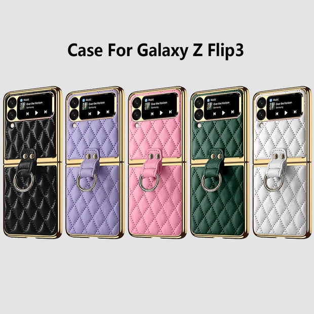 Phone Case For Z Flip Folding Rhombic Style Ring Case