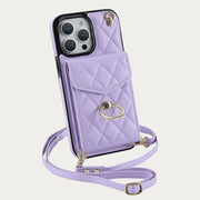 Phone Wallet Case For iPhone 13/14/15 Functional Quilted Crossbody Phone Case