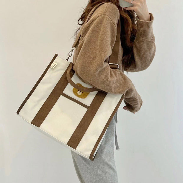 Functional Canvas Handbag with Handle Mommy Bag Tote Purse Shoulder Bag