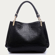 Minimalist Women Top-Handle Bag Crocodile Pattern Vegan Leather Bag