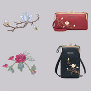 Elegant Embroidered Phone Bag Women Mini Crossbody Leather Purse